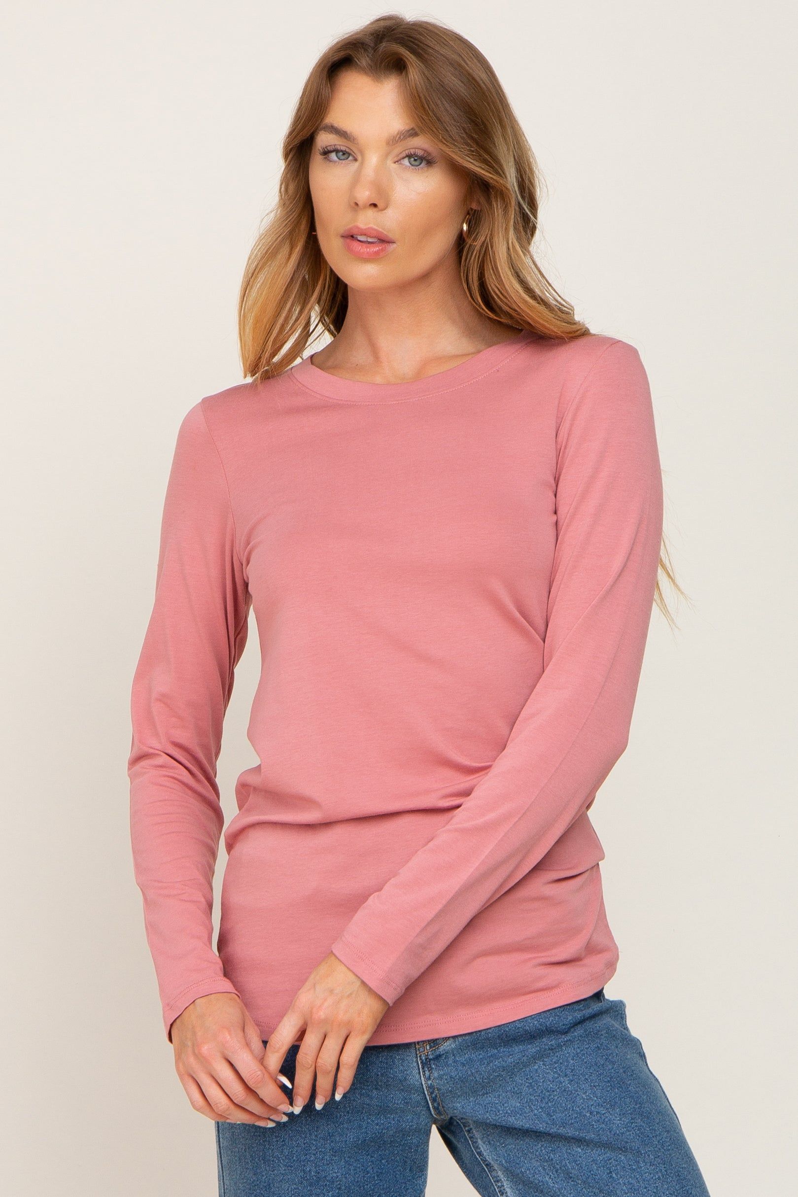 Mauve Basic Long Sleeve Top sold by Pinkblush