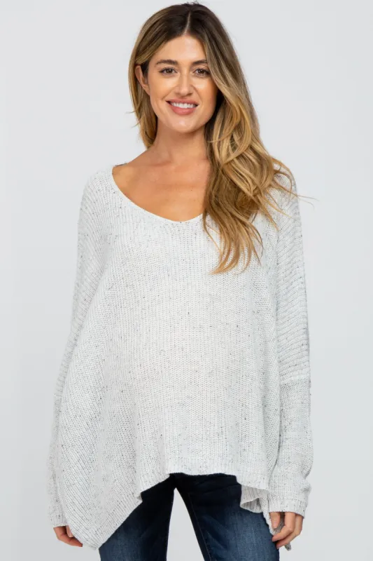 White Speckled Oversized Maternity Sweater sold by Pinkblush