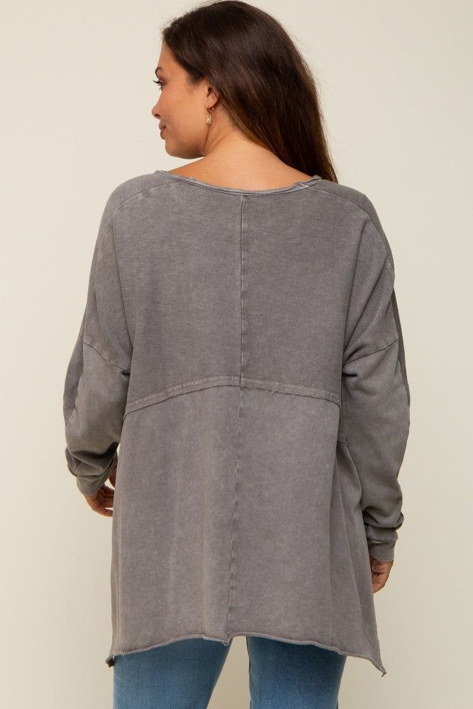 Grey Terry Cloth Raw Hem Maternity Top sold by Pinkblush product image thumbnail 3