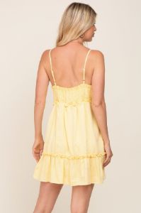 Yellow Strapless Ruffle Accent Mini Dress sold by Pinkblush