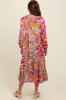 Pink Floral Tassel Tie Tiered Midi Dress sold by Pinkblush