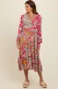 Pink Floral Tassel Tie Tiered Midi Dress sold by Pinkblush