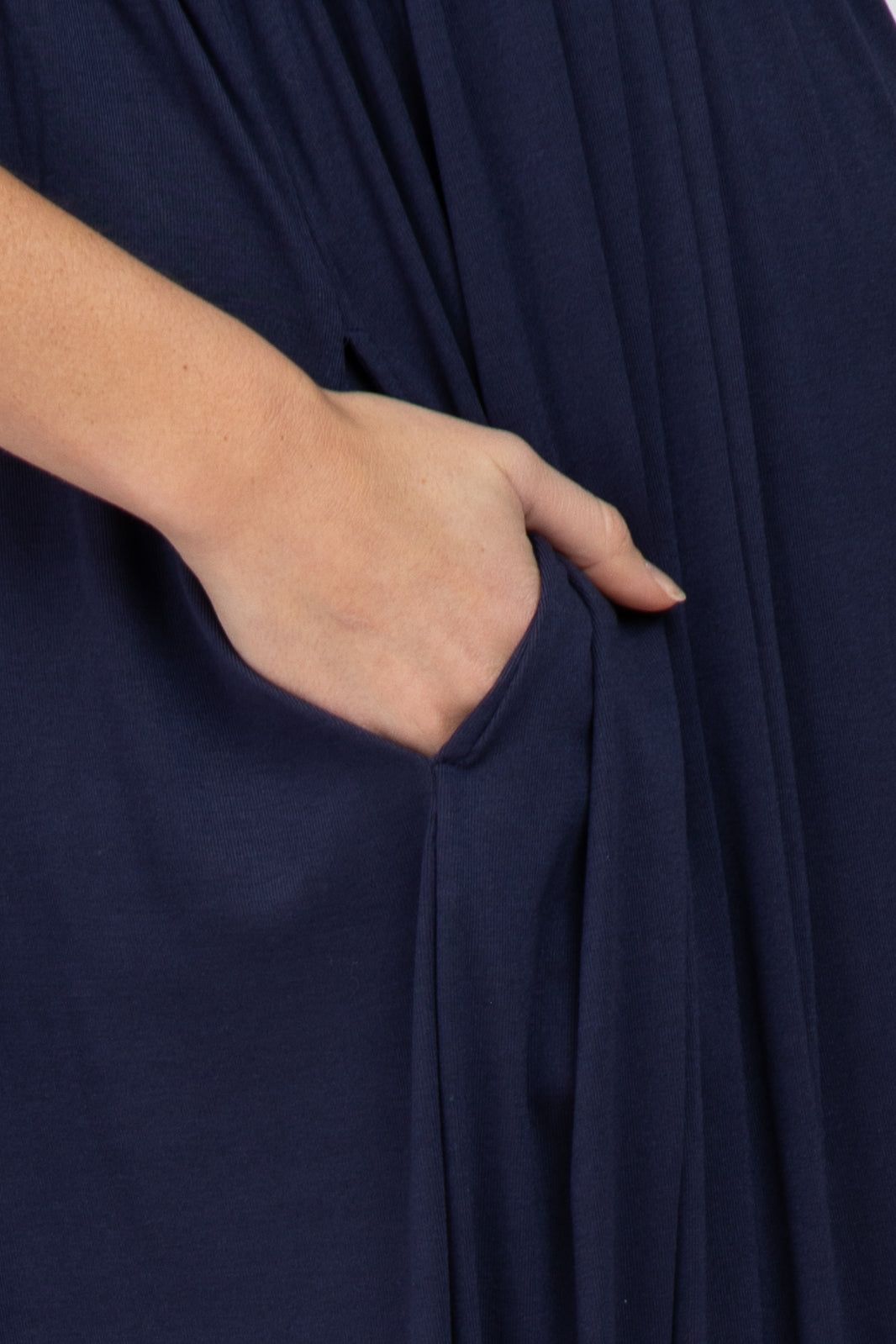 Navy Blue Short Sleeve Babydoll Maternity Maxi Dress sold by Pinkblush product image thumbnail 4