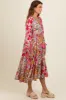 Pink Floral Tassel Tie Tiered Midi Dress sold by Pinkblush