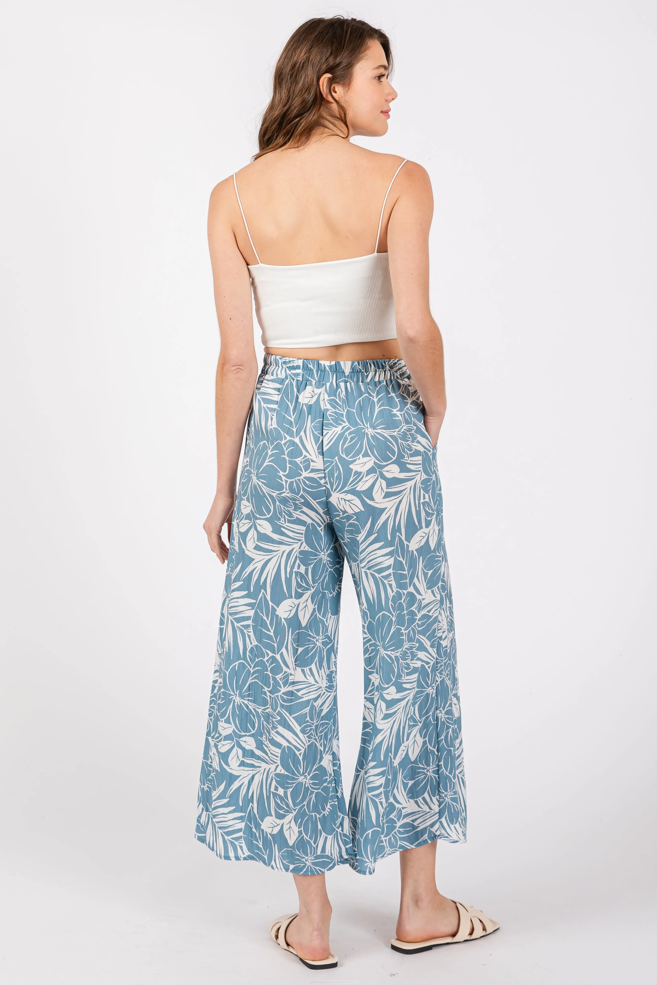 Blue Tropical Wide Leg Pants sold by Pinkblush product image thumbnail 3