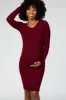 Burgundy Knit Long Sleeve Maternity Sweater Dress sold by Pinkblush