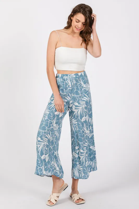 Blue Tropical Wide Leg Pants sold by Pinkblush