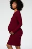 Burgundy Knit Long Sleeve Maternity Sweater Dress sold by Pinkblush