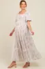 Ivory Floral Mesh Overlay Maternity Maxi Dress sold by Pinkblush