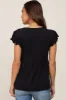 Black Flutter Sleeve V-Neck Maternity Top sold by Pinkblush