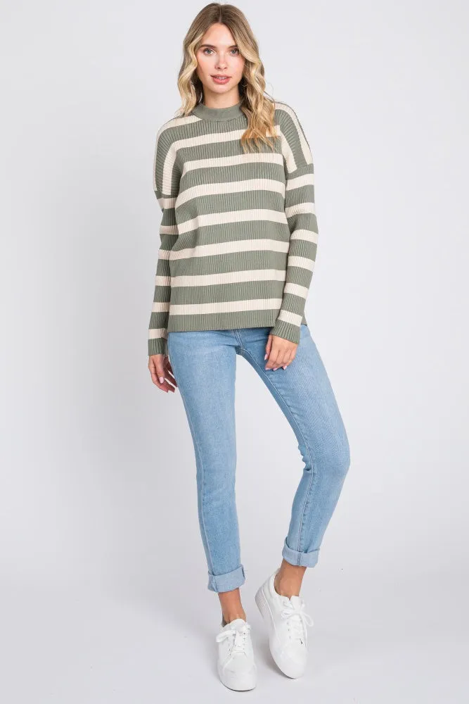 Olive Striped Ribbed Long Sleeve Top sold by Pinkblush product image thumbnail 4
