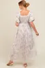 Ivory Floral Mesh Overlay Maternity Maxi Dress sold by Pinkblush