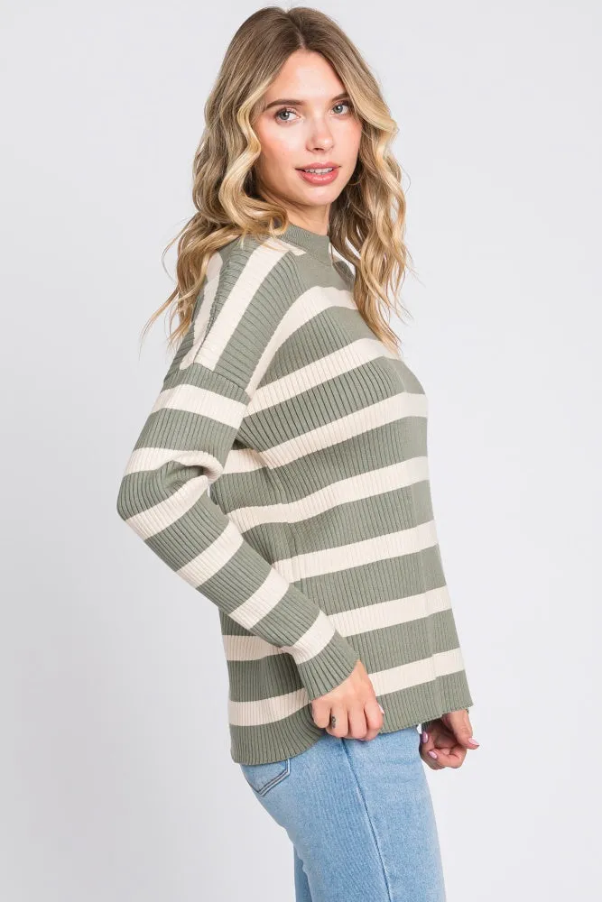 Olive Striped Ribbed Long Sleeve Top sold by Pinkblush product image thumbnail 2