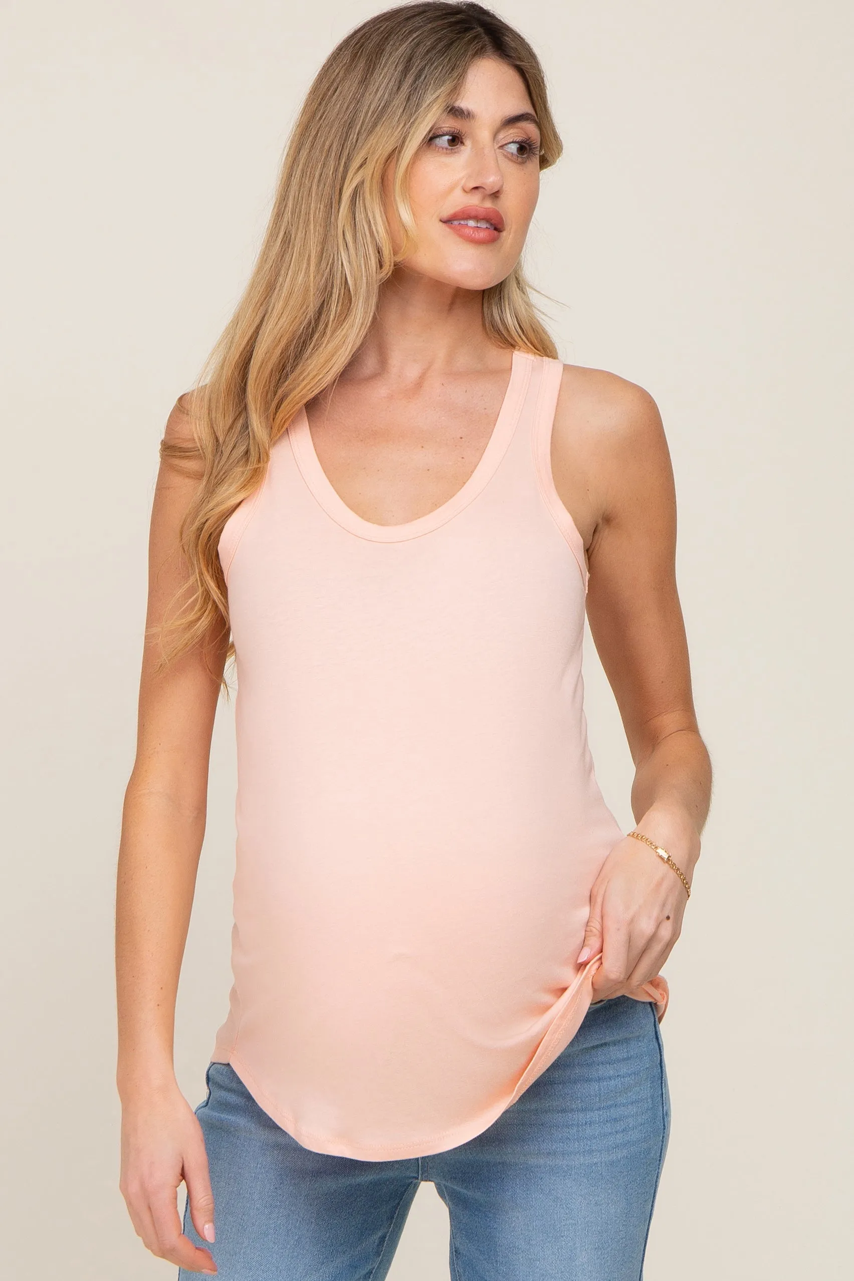 Light Peach Maternity Tank Top sold by Pinkblush