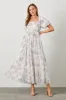 Ivory Floral Mesh Overlay Maternity Maxi Dress sold by Pinkblush