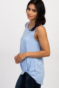 PinkBlush Light Blue Sleeveless Knot Top sold by Pinkblush