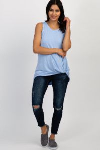 PinkBlush Light Blue Sleeveless Knot Top sold by Pinkblush