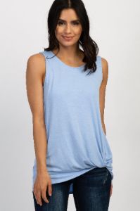 PinkBlush Light Blue Sleeveless Knot Top sold by Pinkblush