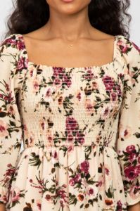 Ivory Floral Smocked Bust Maxi Dress sold by Pinkblush