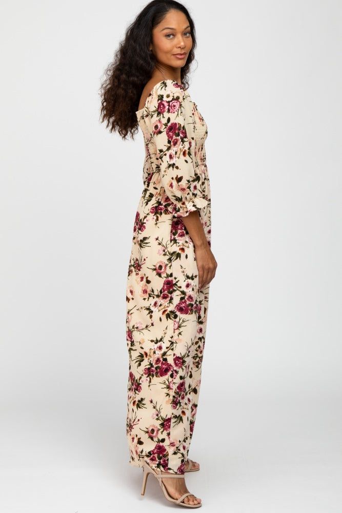 Ivory Floral Smocked Bust Maxi Dress sold by Pinkblush product image thumbnail 2