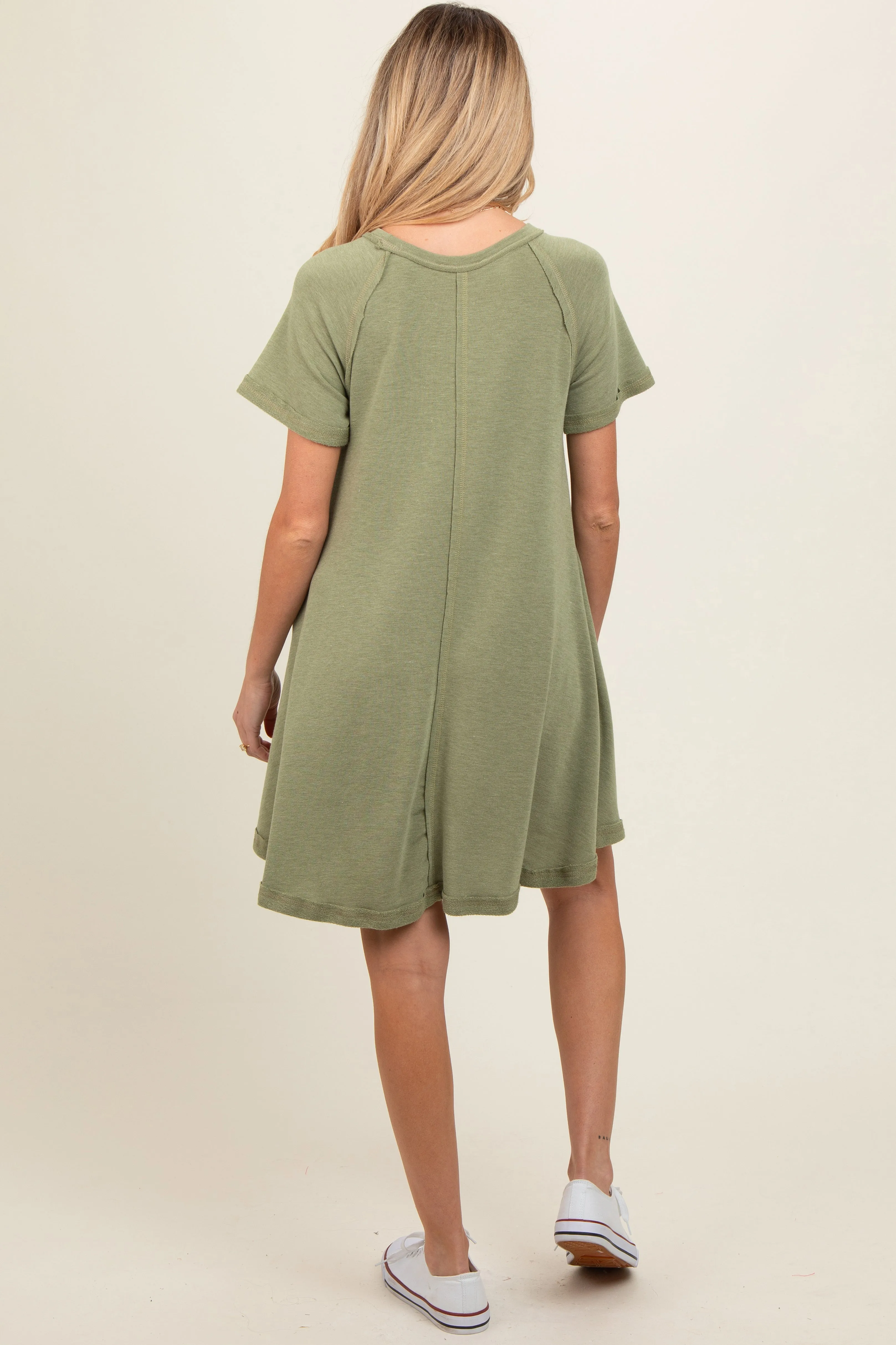 Olive Solid T-shirt Maternity Mini Dress sold by Pinkblush product image thumbnail 3