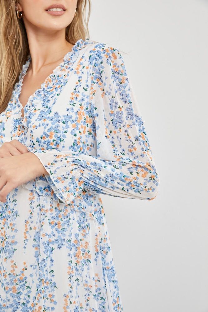 Ivory Multi Midi Dress With Waist Ruffle Detail sold by Pinkblush product image thumbnail 4