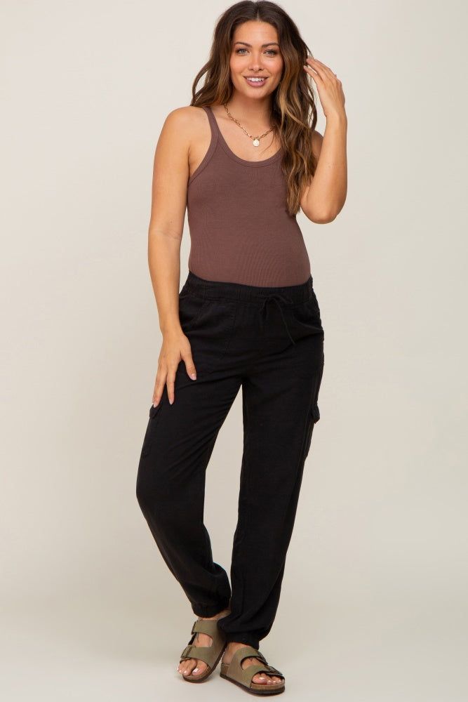 Black Maternity Jogger Pants sold by Pinkblush