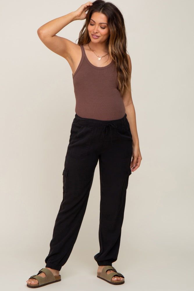 Black Maternity Jogger Pants sold by Pinkblush product image thumbnail 5