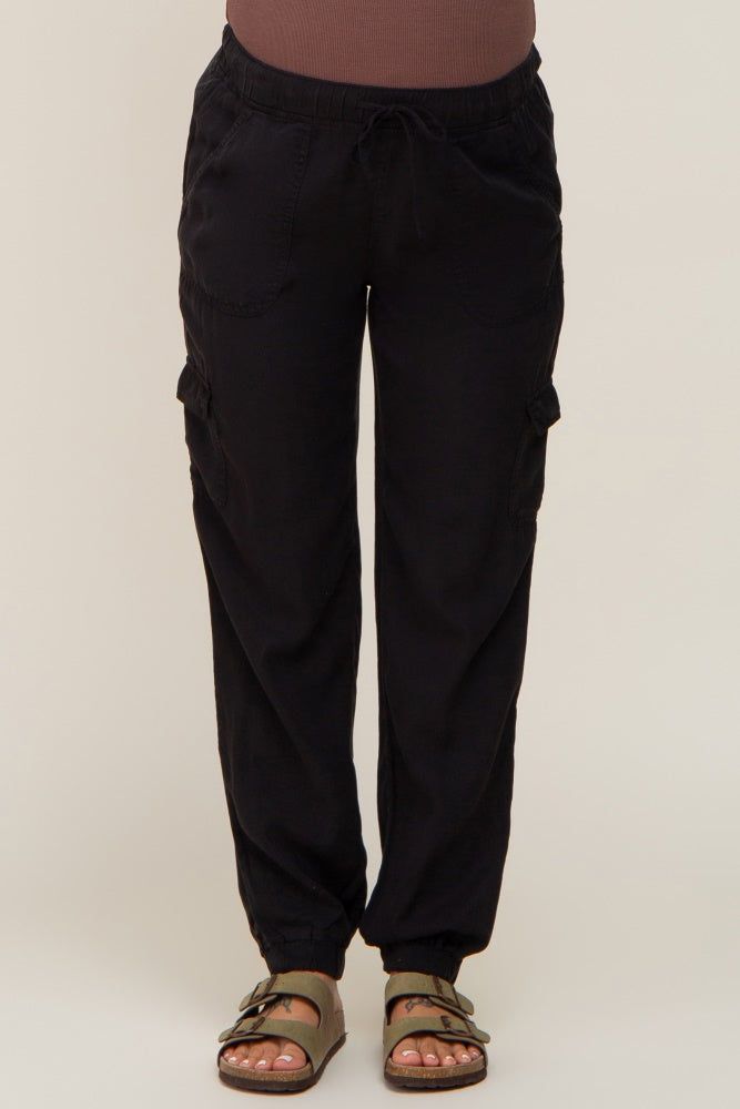 Black Maternity Jogger Pants sold by Pinkblush product image thumbnail 2