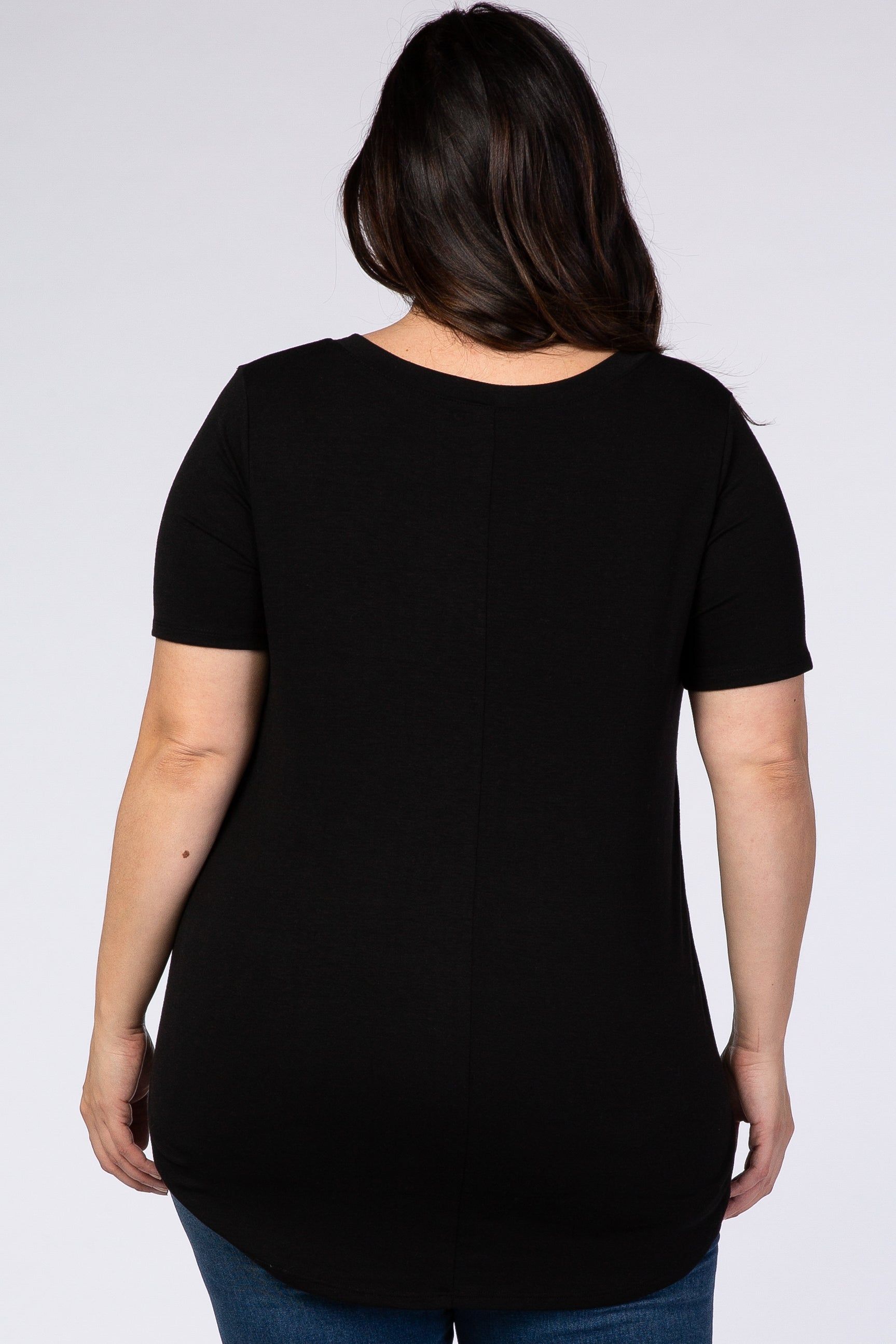 Black V-Neck Short Sleeve Plus Top sold by Pinkblush product image thumbnail 3
