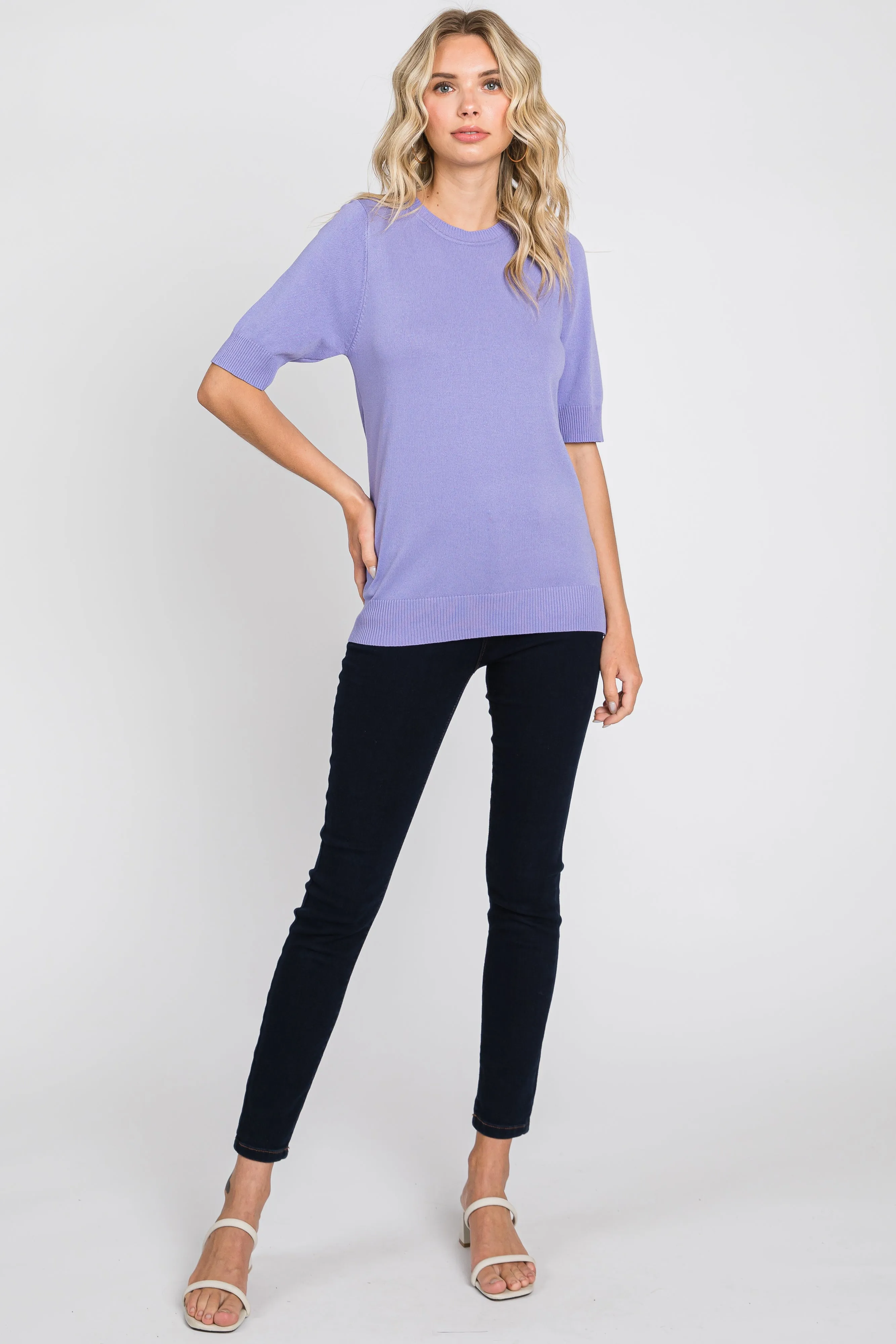 Lavender Knit Fitted Blouse sold by Pinkblush product image thumbnail 4