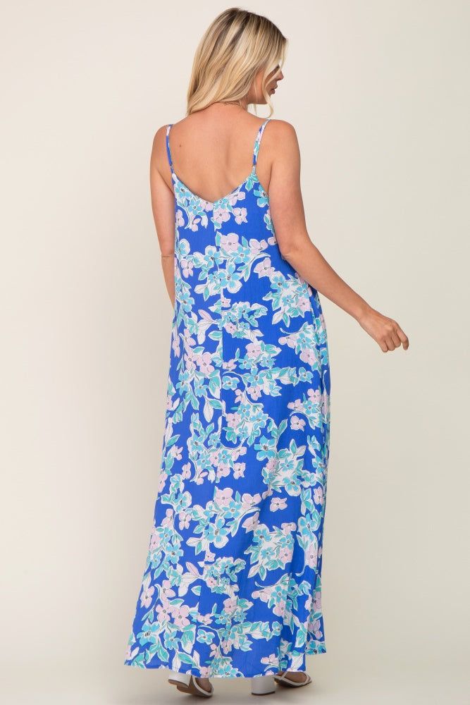 Blue Floral Sleeveless Maxi Dress sold by Pinkblush product image thumbnail 3