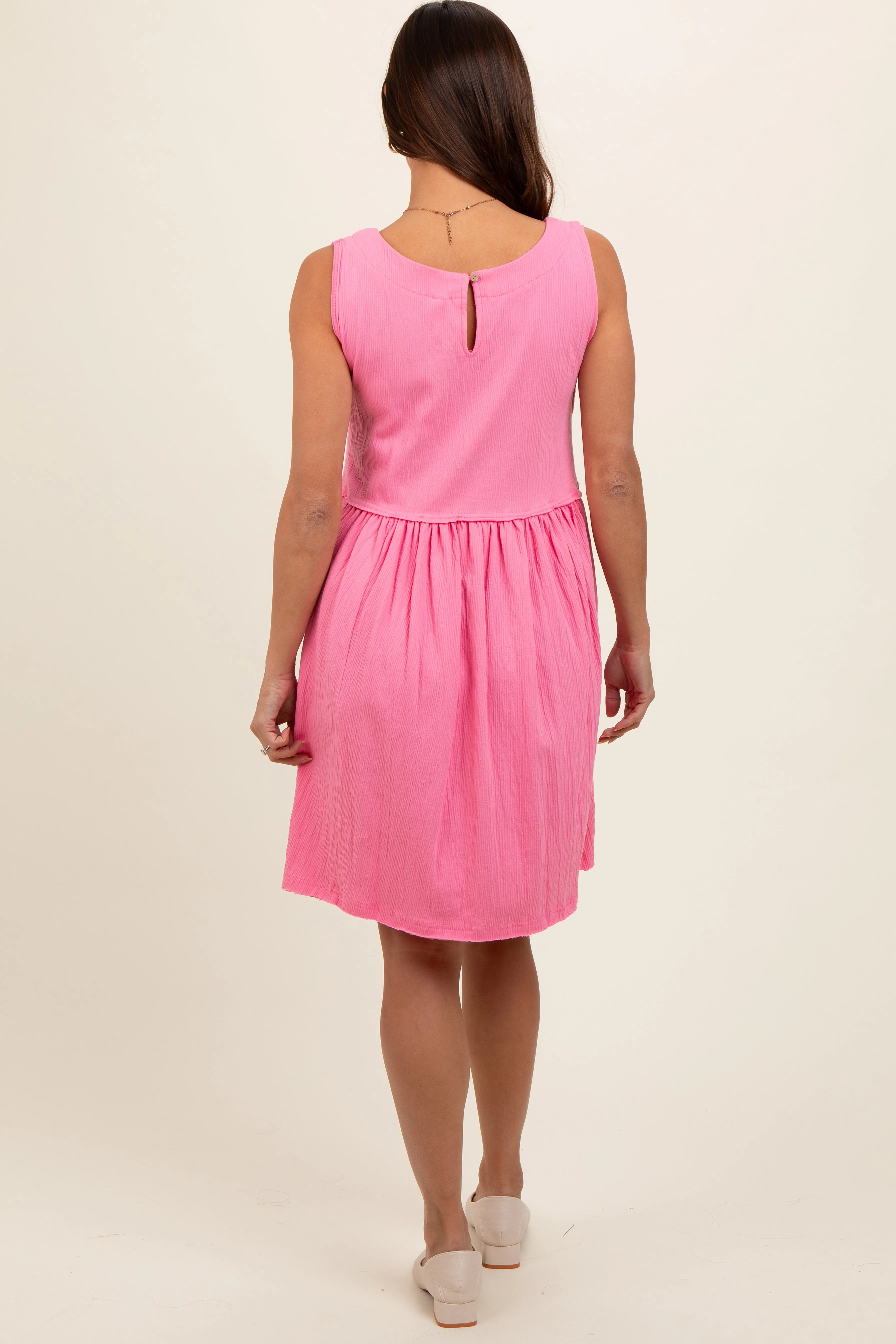 Pink Sleeveless Textured Maternity Dress sold by Pinkblush product image thumbnail 4