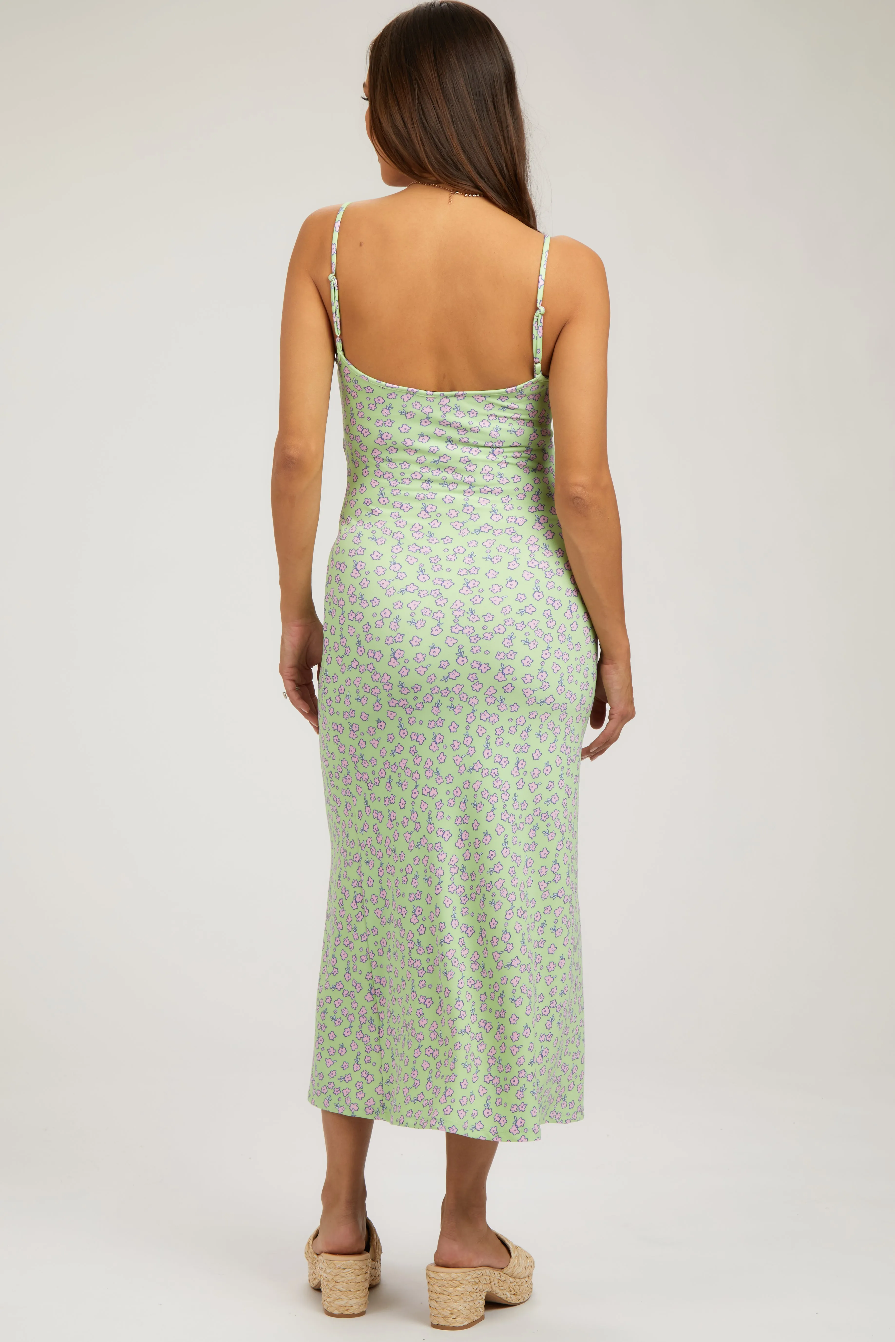 Lime Floral Sleeveless Maternity Midi Dress sold by Pinkblush product image thumbnail 3