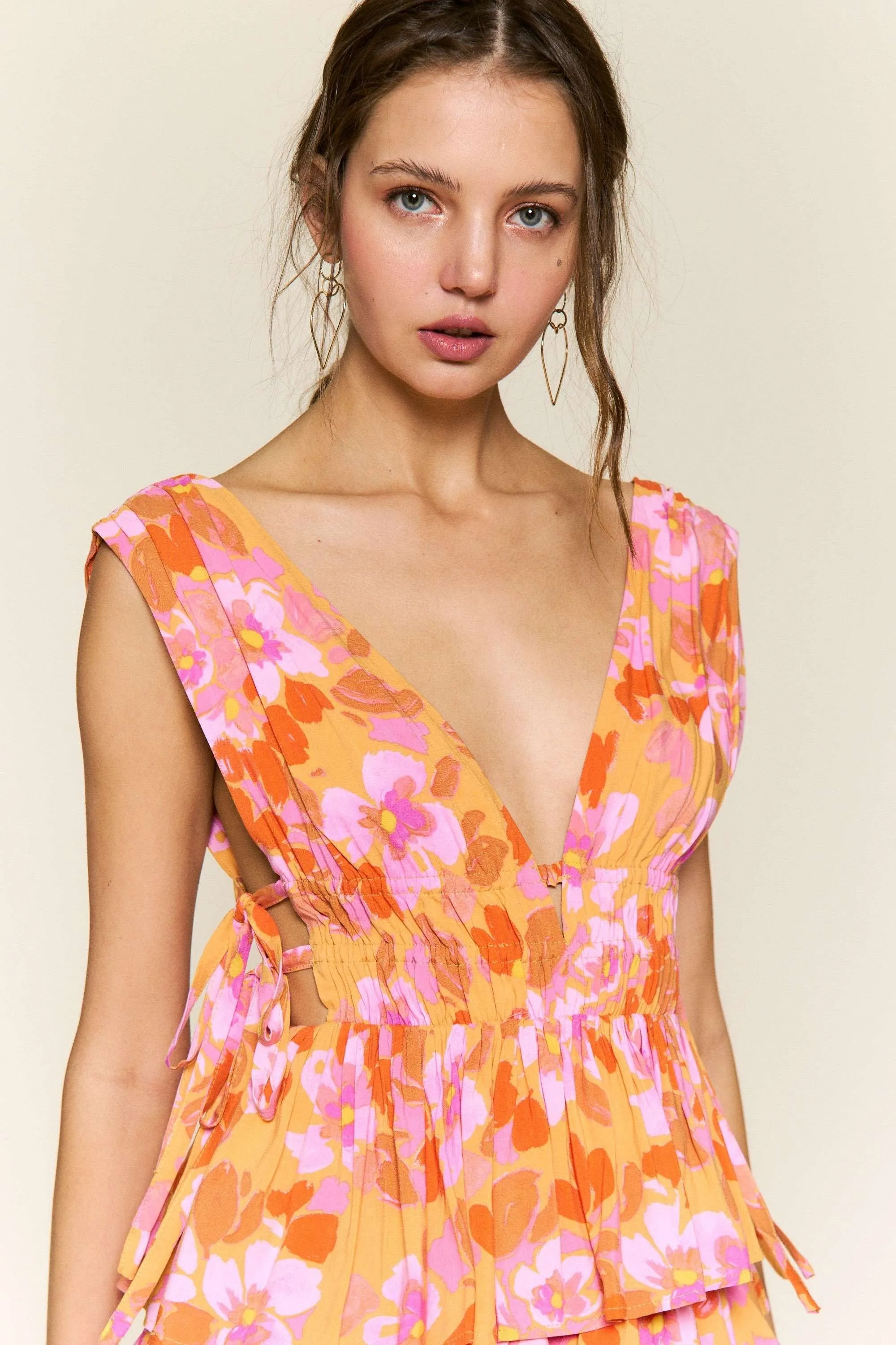 Orange Floral Mini Dress sold by Pinkblush product image thumbnail 5