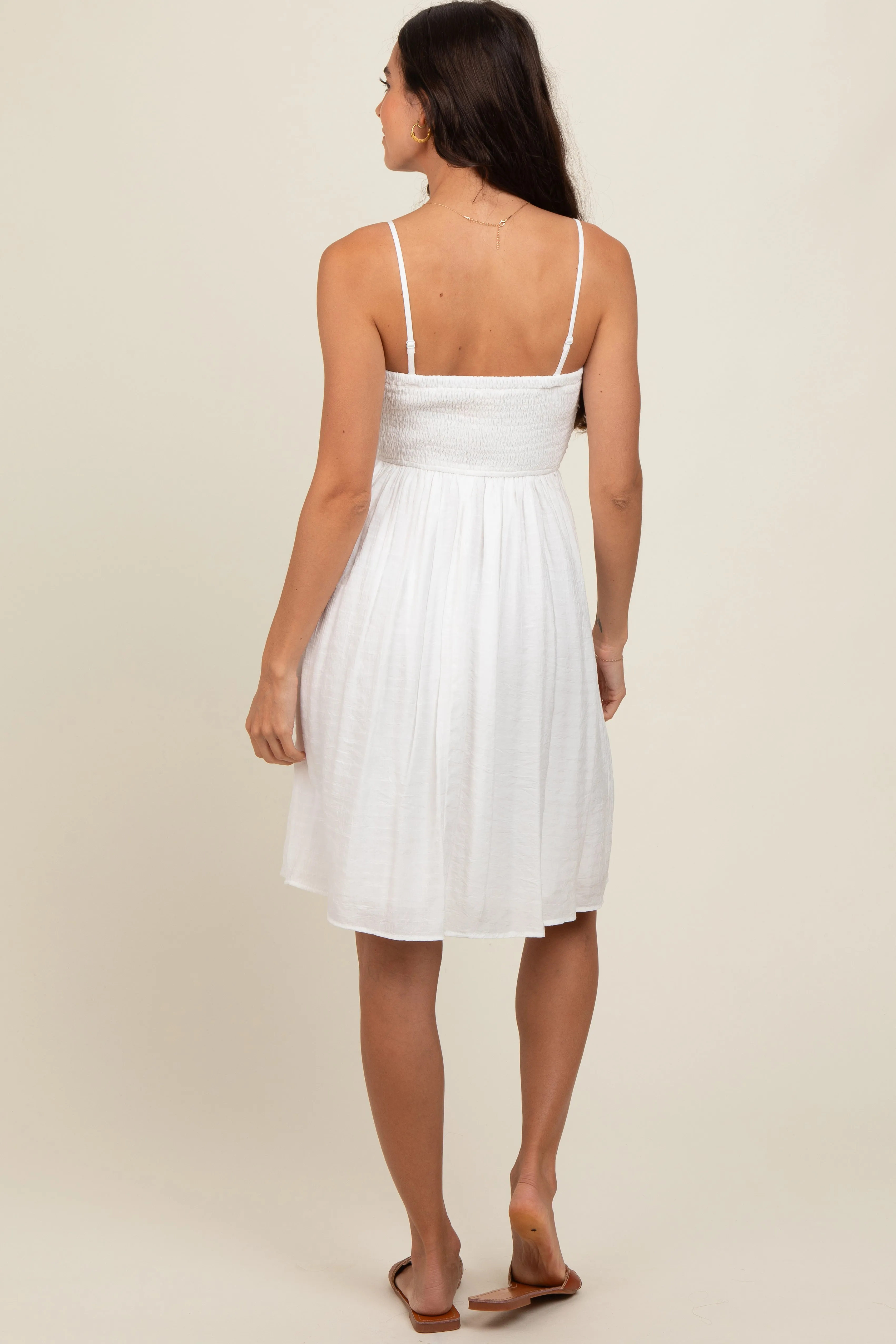 White Textured Smocked Dress sold by Pinkblush product image thumbnail 4