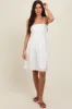White Textured Smocked Dress sold by Pinkblush