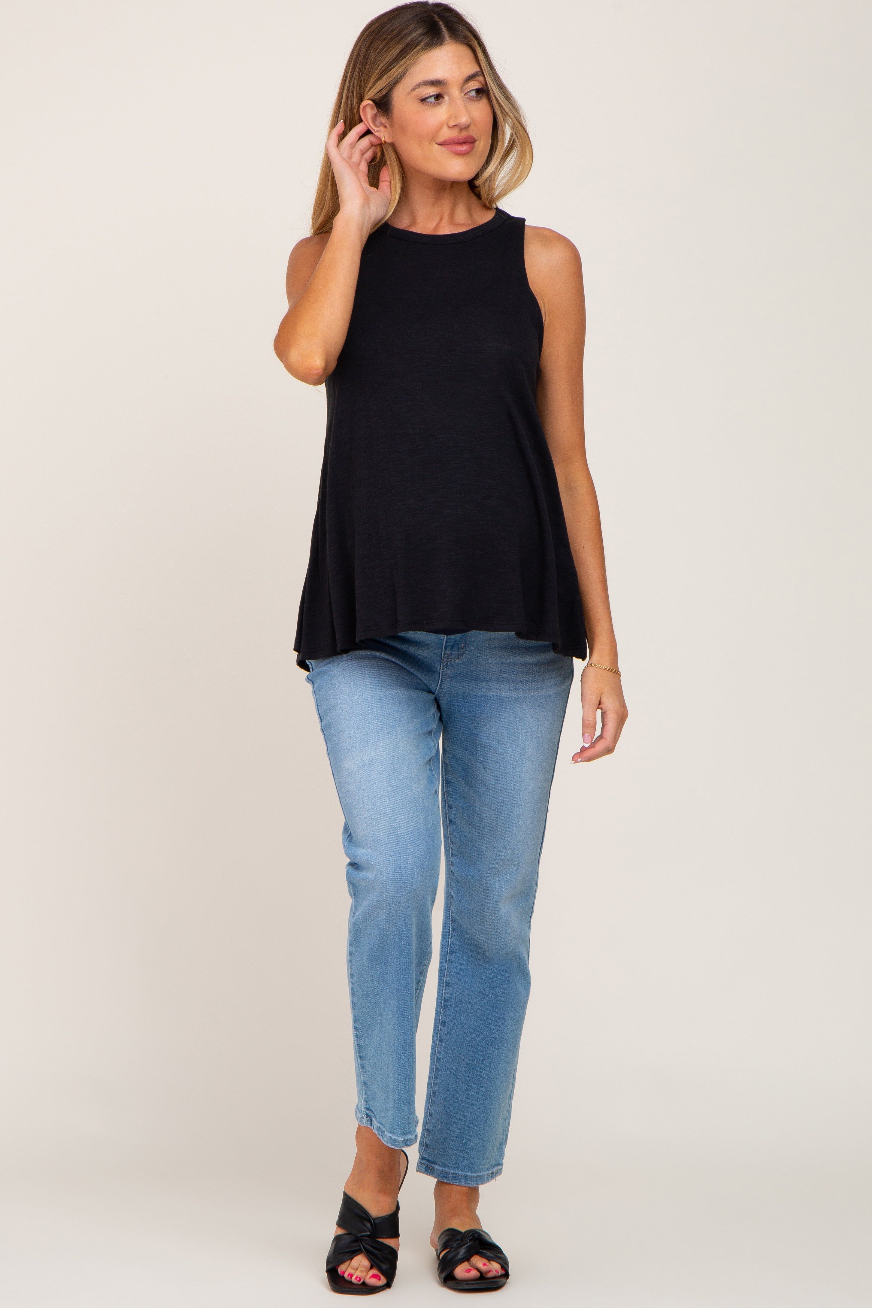 Black Heathered Maternity Tank Top sold by Pinkblush product image thumbnail 4