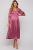Mauve Satin Smocked Maternity Midi Dress sold by Pinkblush