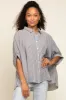 Black Striped Dolman Button Down Top sold by Pinkblush