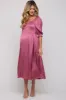 Mauve Satin Smocked Maternity Midi Dress sold by Pinkblush