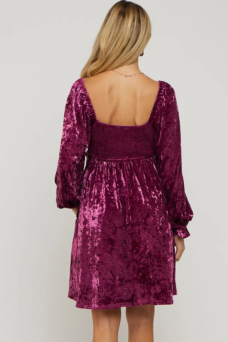 Magenta Velour Square Neck Maternity Dress sold by Pinkblush product image thumbnail 4