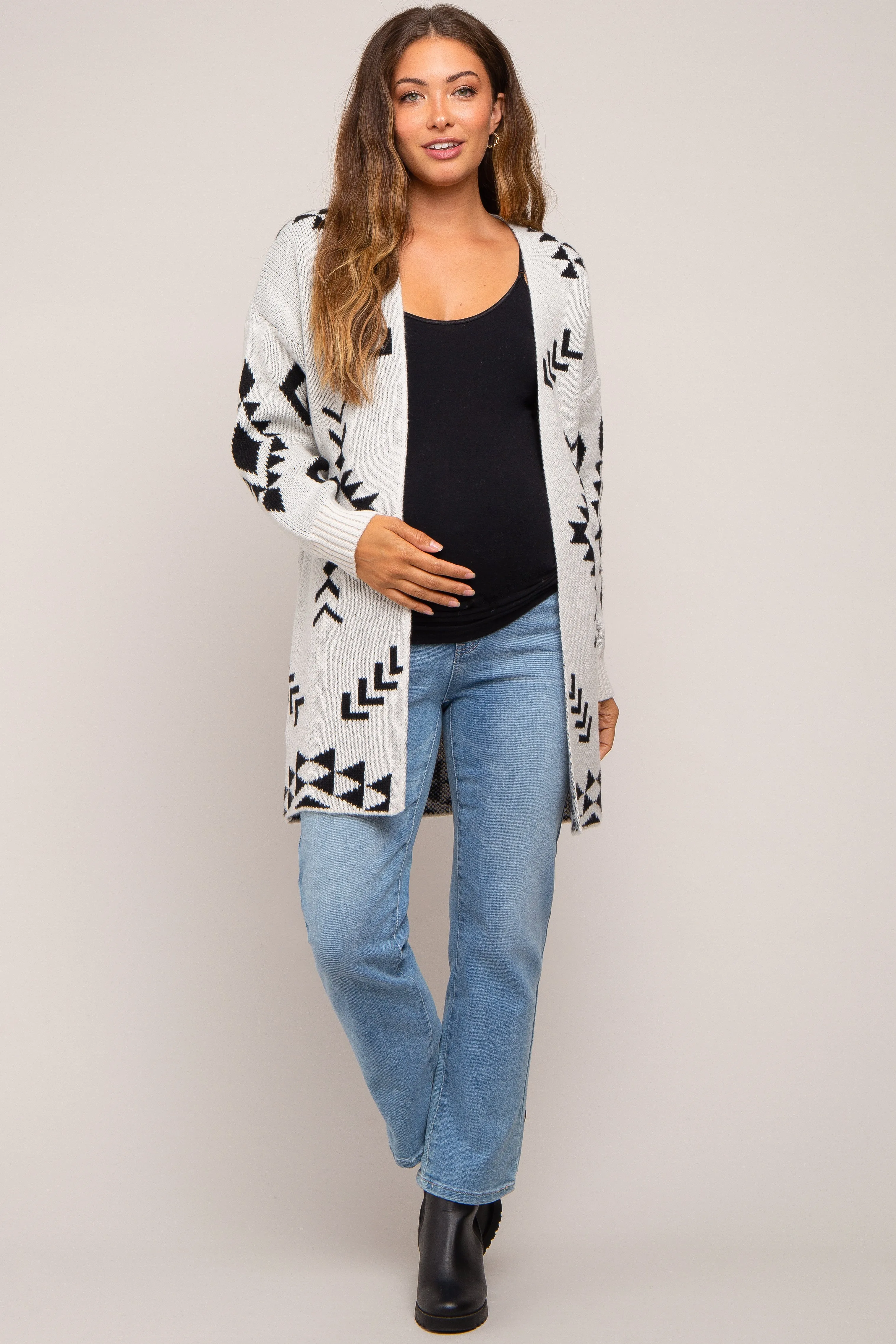 Ivory Print Maternity Cardigan sold by Pinkblush
