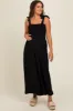 Black Smocked Wide Leg Maternity Jumpsuit sold by Pinkblush