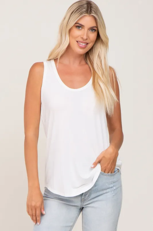 Ivory Scoop Neck Tank Top sold by Pinkblush