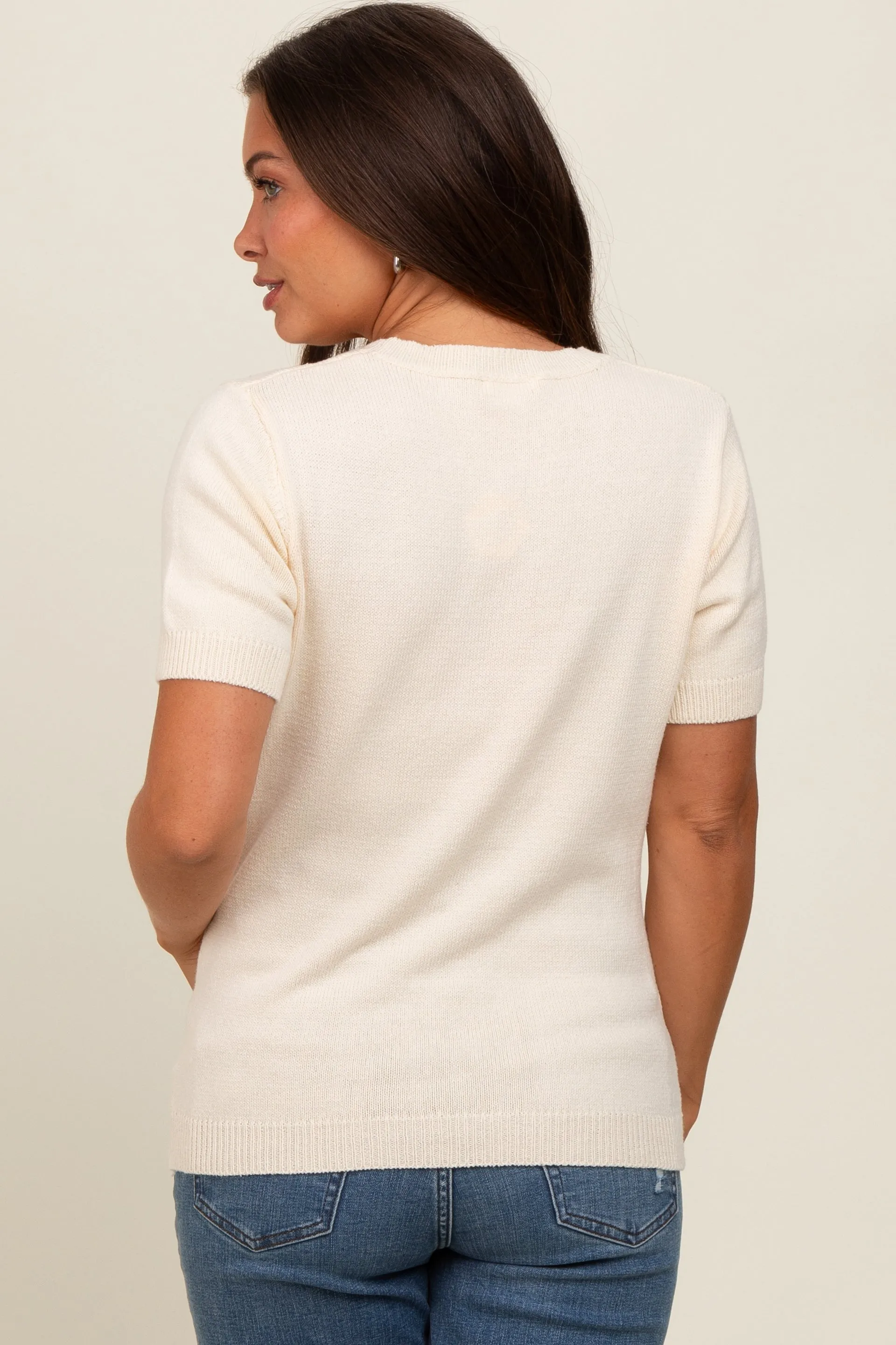 Ivory Short Sleeve Maternity Top sold by Pinkblush product image thumbnail 4
