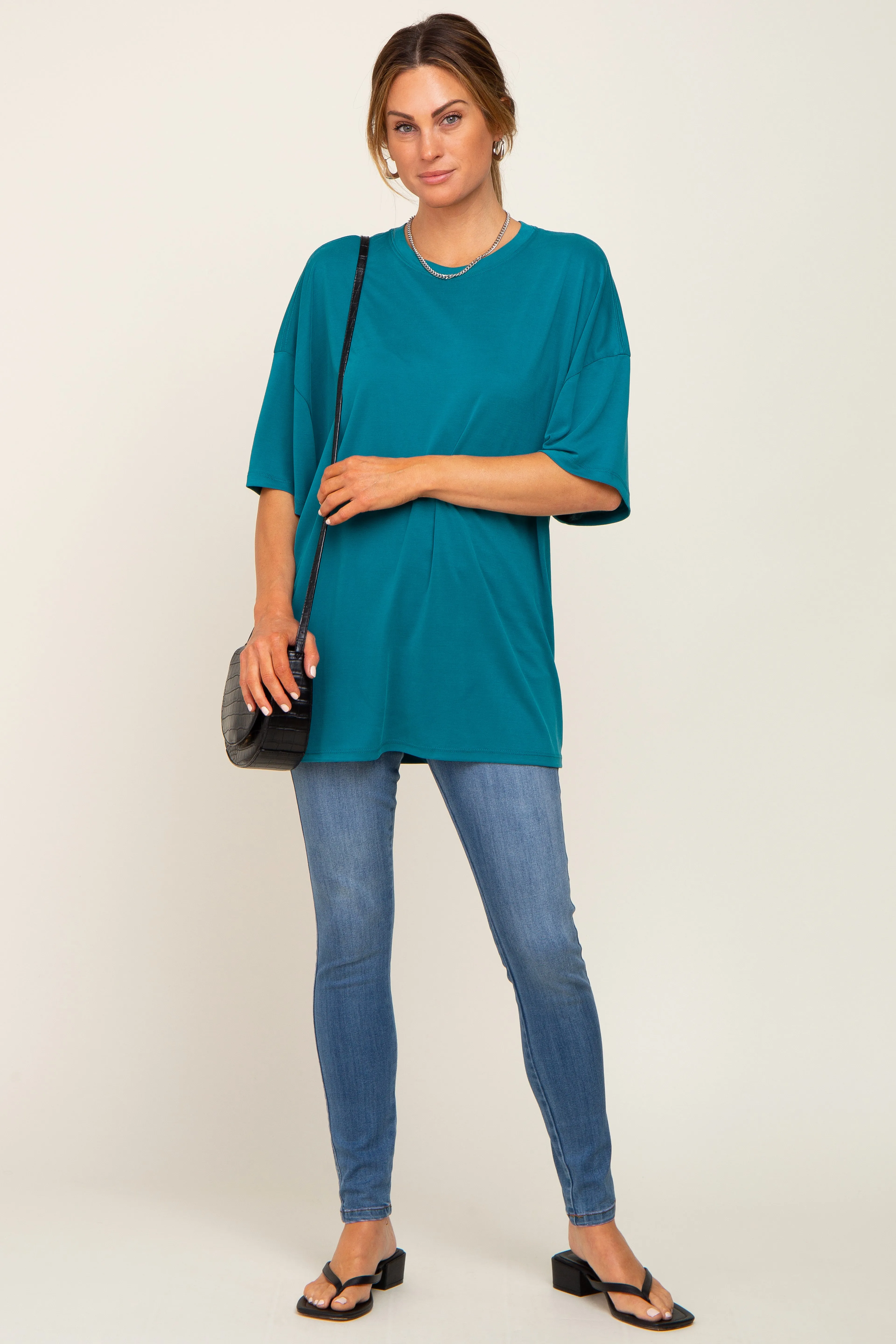 Teal Basic Oversized T-Shirt sold by Pinkblush