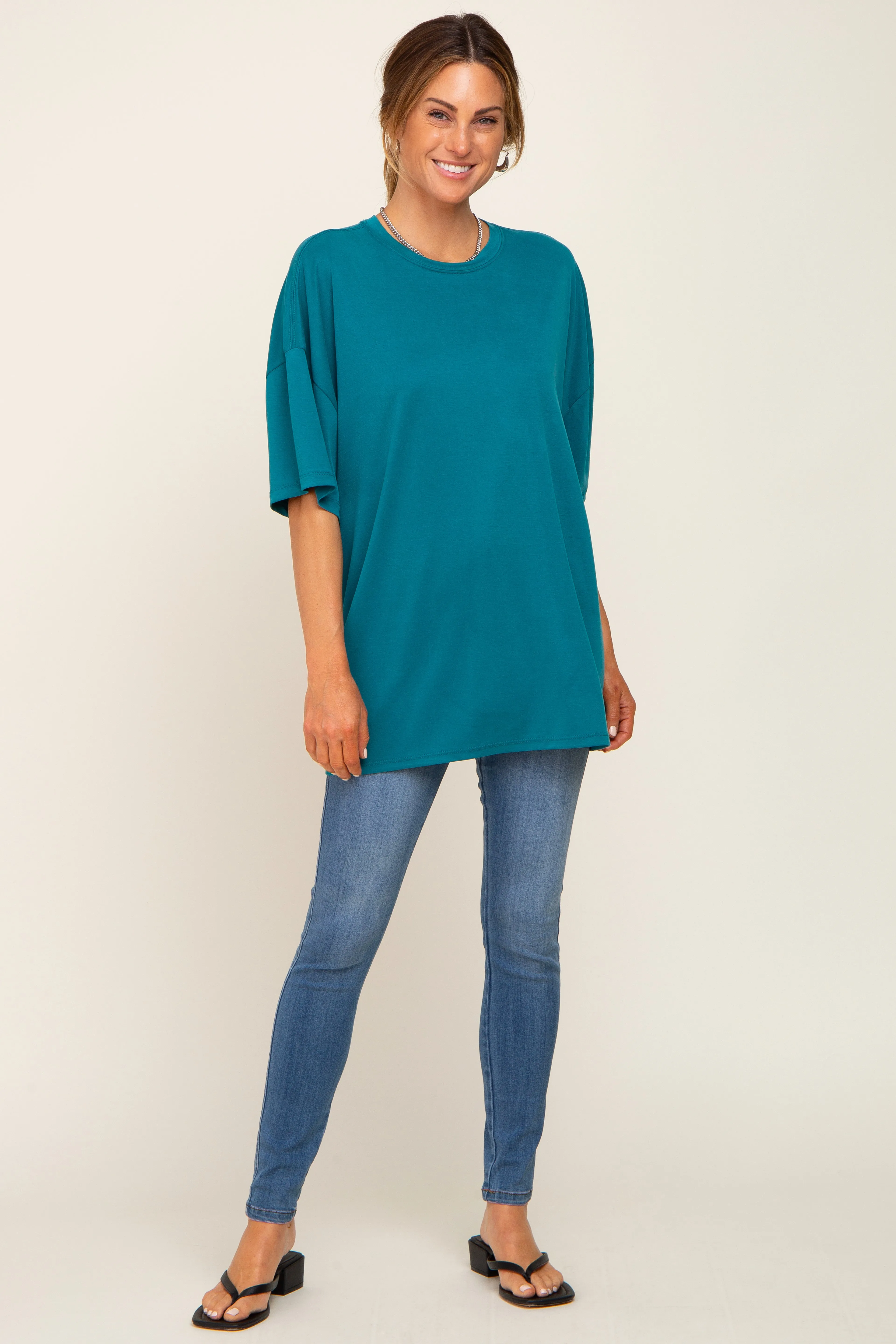 Teal Basic Oversized T-Shirt sold by Pinkblush product image thumbnail 3