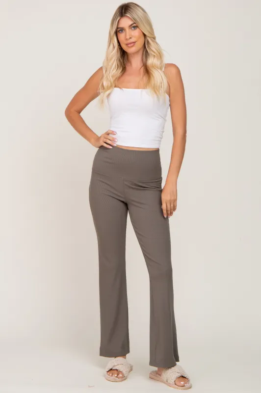 Olive Ribbed Flare Pants sold by Pinkblush