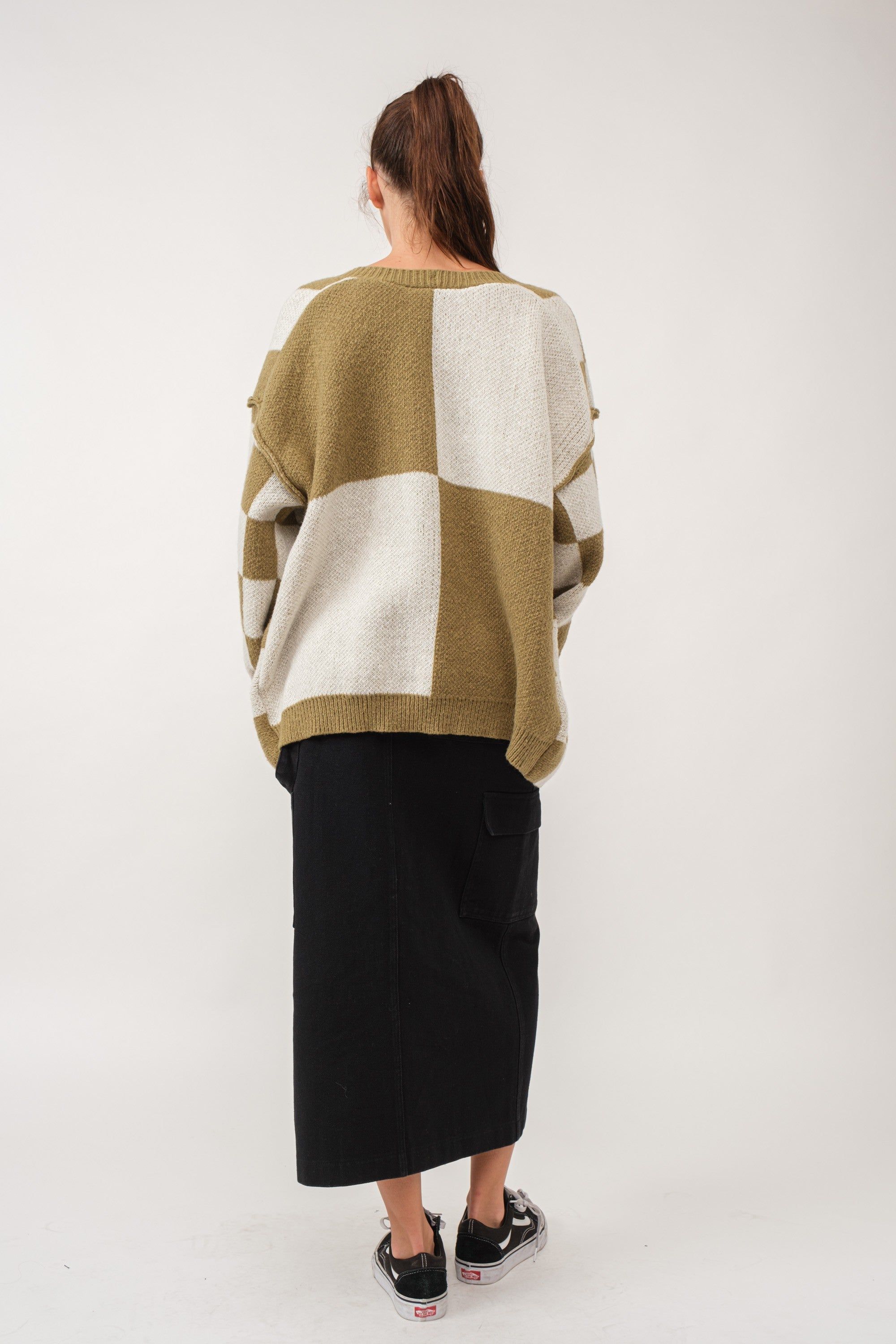 Olive Checkered Sweater sold by Pinkblush product image thumbnail 5